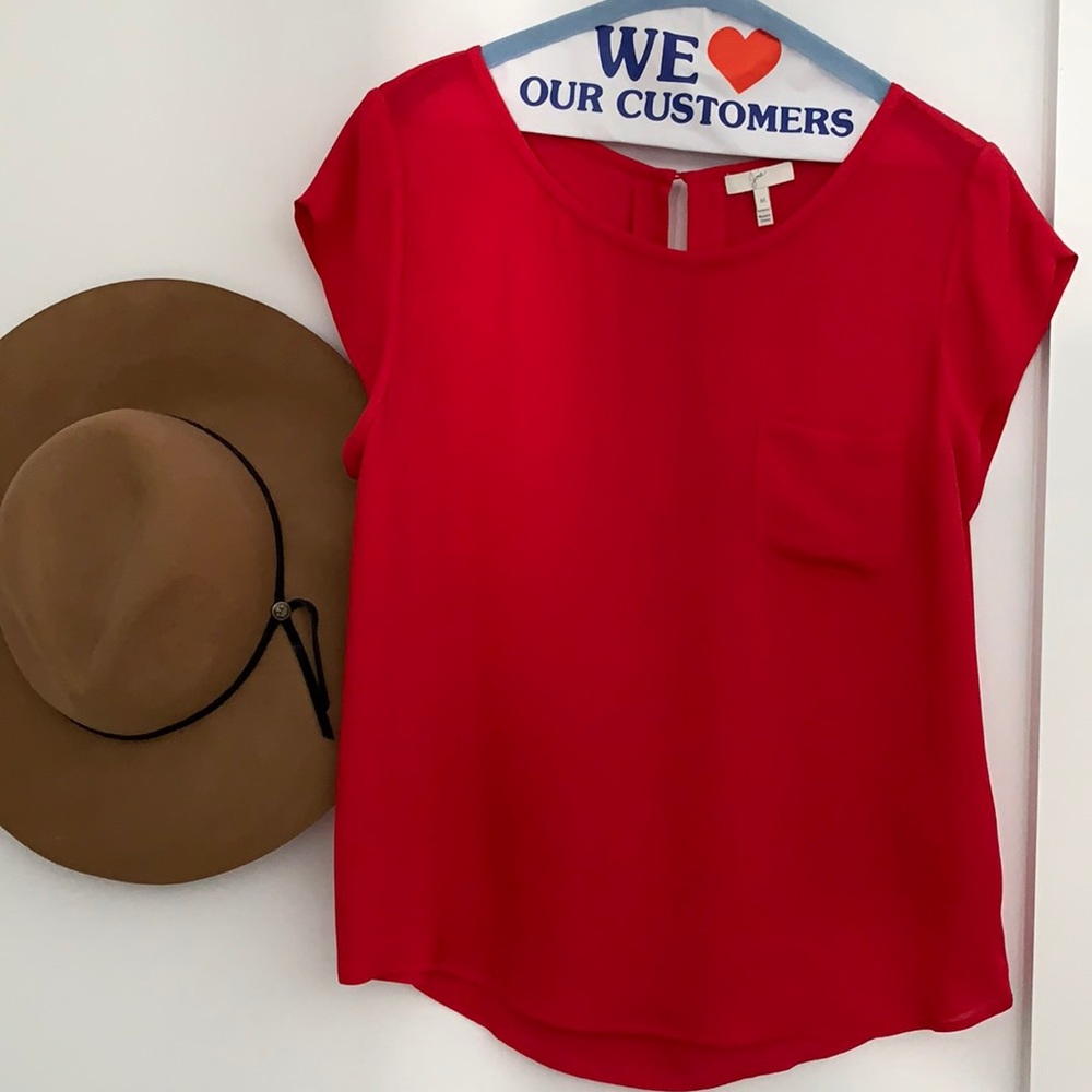 LIKE NEW Red Joie Rancher Pocket Short Sleeve Blouse